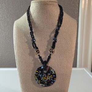 Vintage Millefiori Glass Pendant Necklace